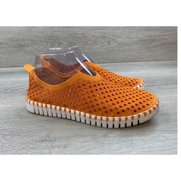 Ilse Jacobsen Shoes - Ilse Jacobsen Women's Sneakers Hornbaek Tulip 139 Orange Laser Cut 7 Slip On